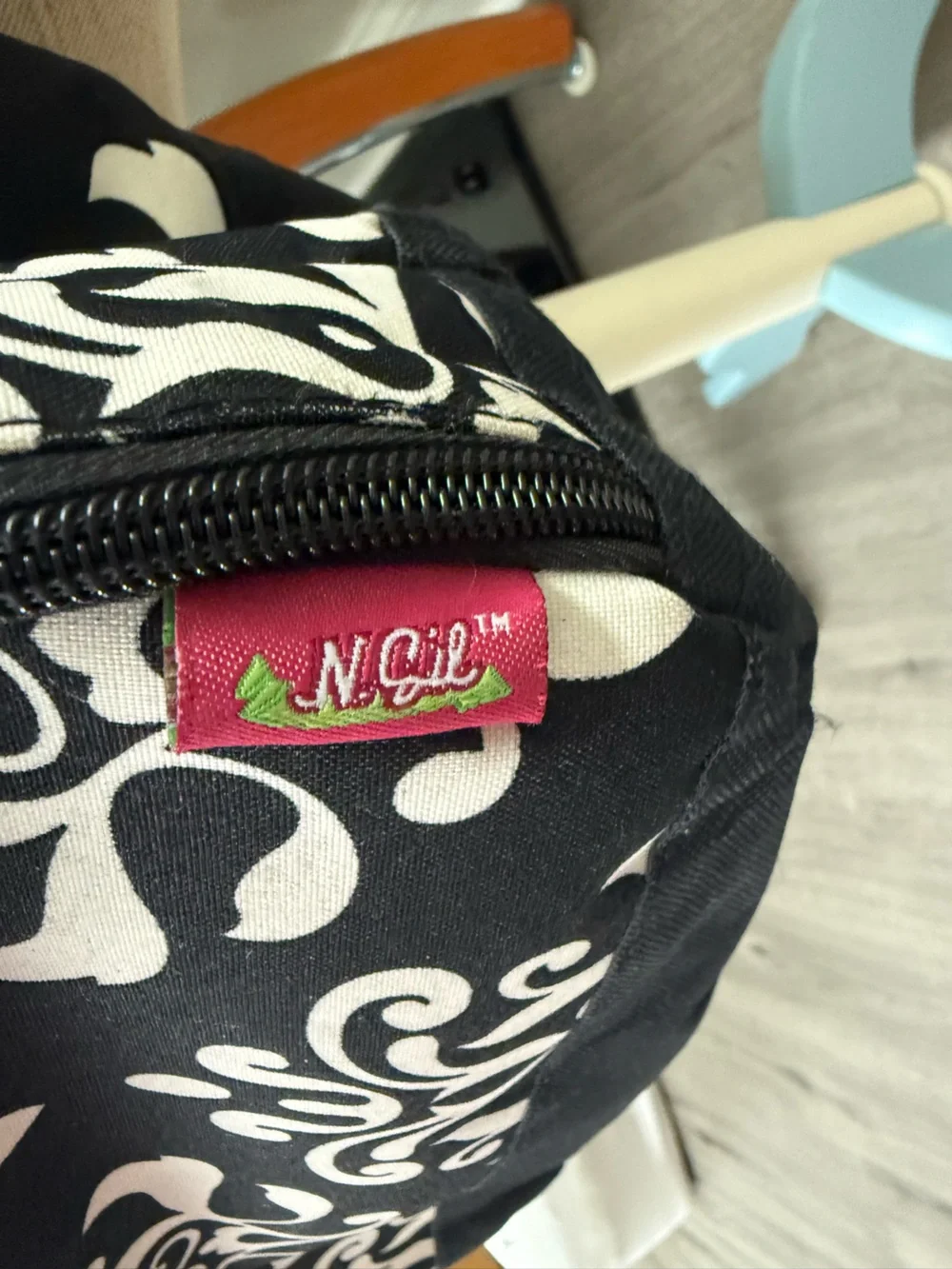 NGIL Black & White Damask Tennis Racquet Backpack Bag